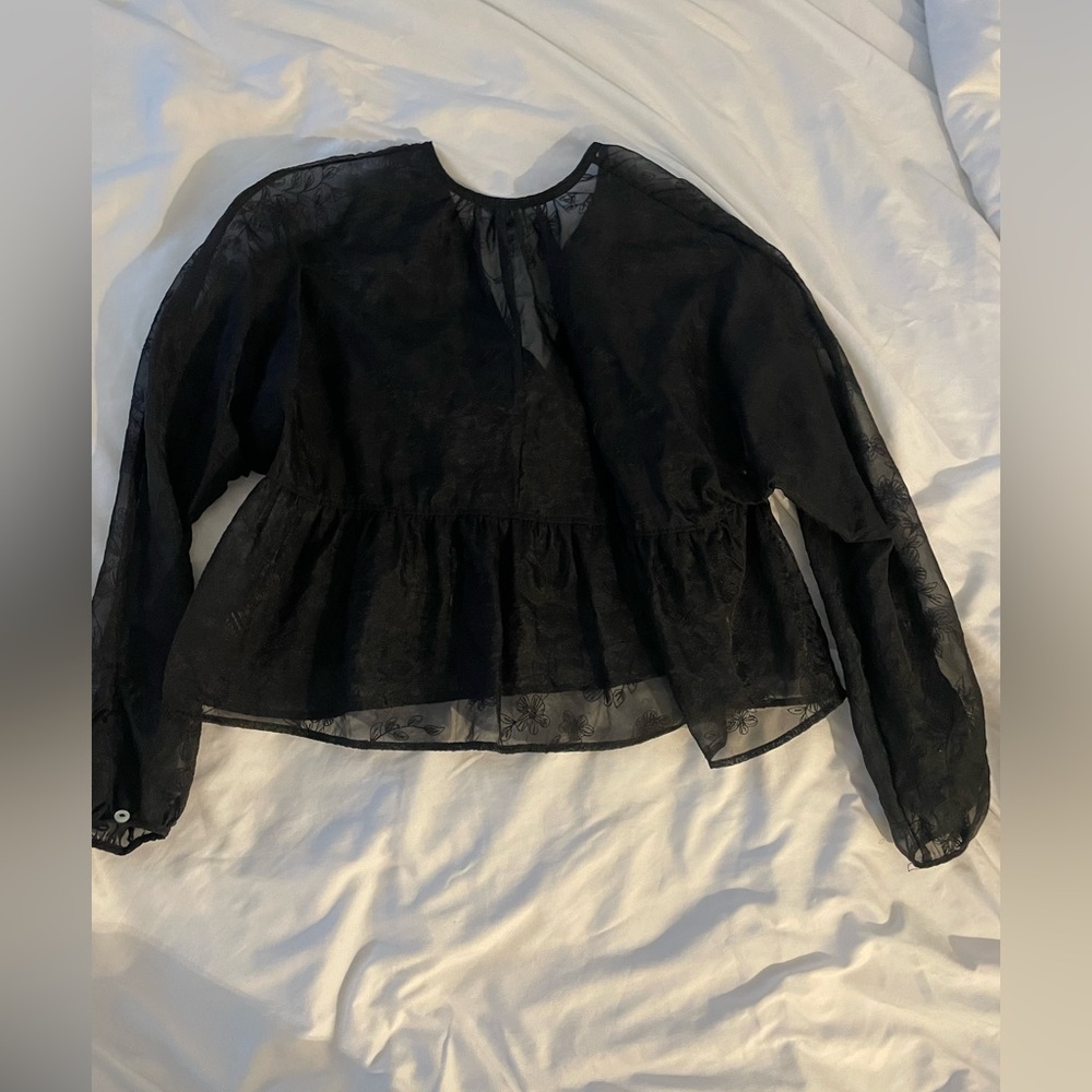 Wilfred sheer lace long sleeve flowy top